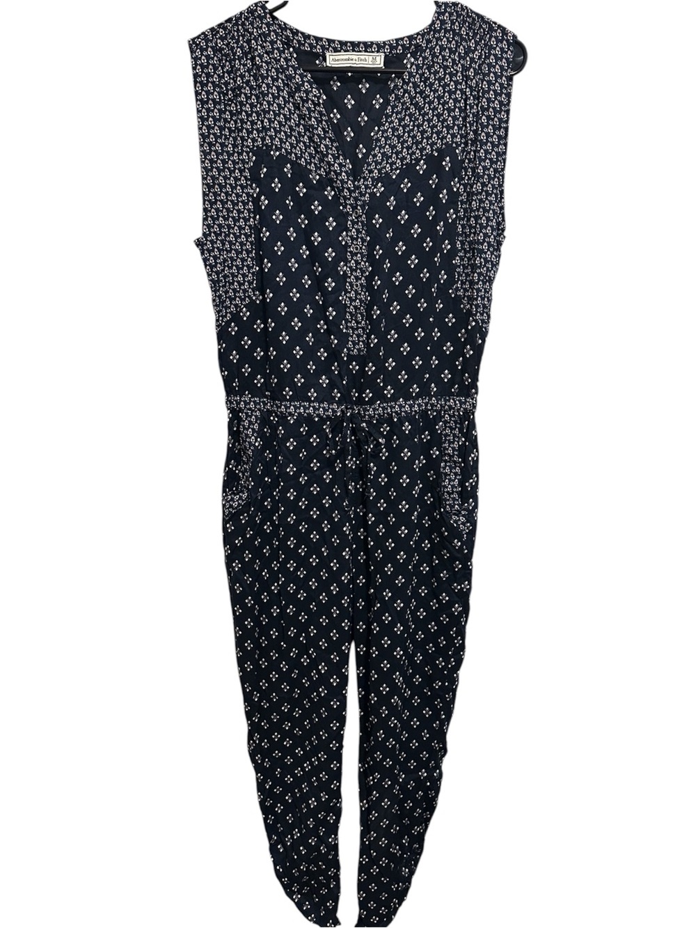 Abercrombie & Fitch Sleeveless Navy Printed Floral Jumpsuit Romper Size M